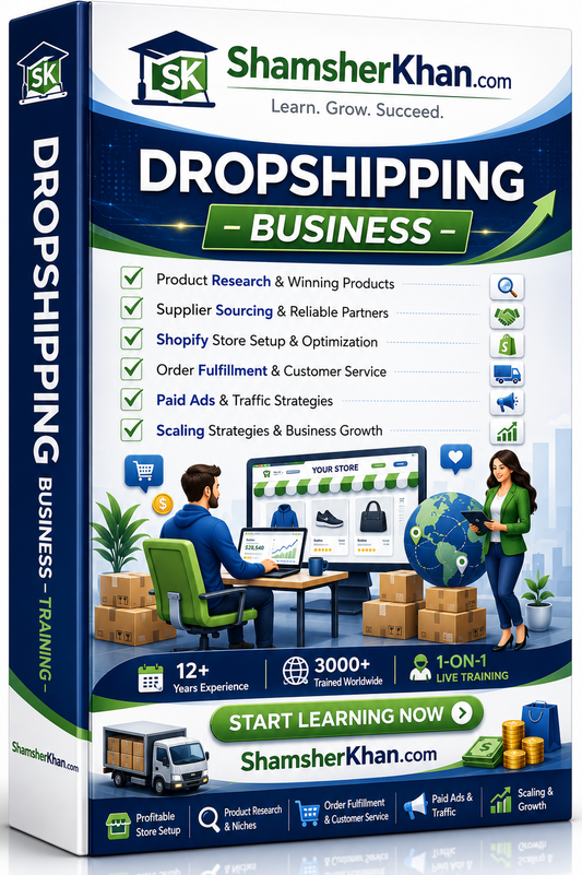 التدريب على الأعمال التجارية عبر Dropshipping - 7 أيام مباشرة 1 على 1 عبر الإنترنت