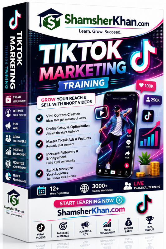 التدريب على التسويق عبر TikTok (مباشر 1 ضد 1 عبر الإنترنت)