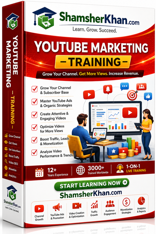 التدريب على التسويق عبر YouTube - بث مباشر لمدة 7 أيام وجهًا لوجه عبر الإنترنت